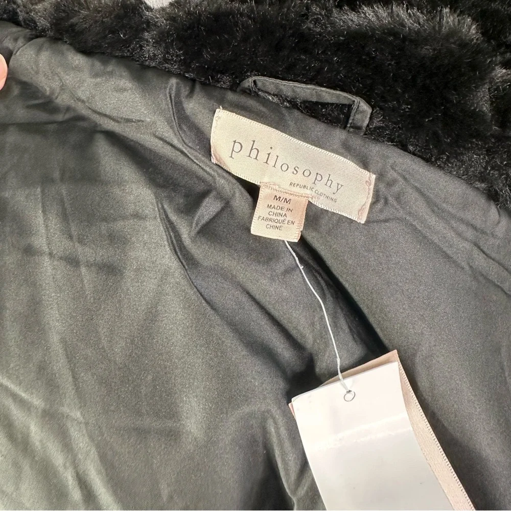Nwt Philosophy‎ Black faux fur hooded Jacket nwt size medium